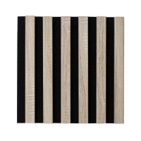 D�ev�n� obklad 3D lamely 30x30 cm �ern� podklad / lamely dub sonoma