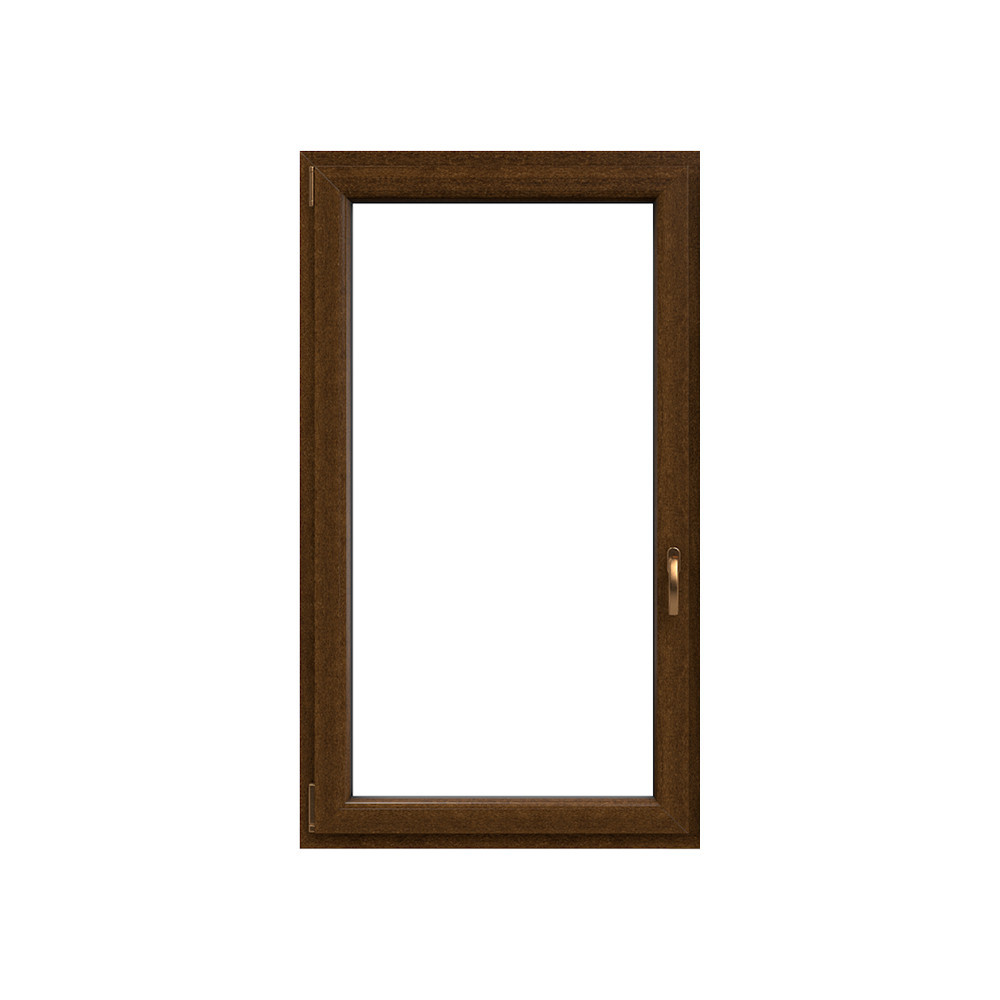 Okno plastové EKOSUN 6 biele/tmavý dub, OS1A 90x120 L, dvojsklo, 6kom/81mm (vr.klik