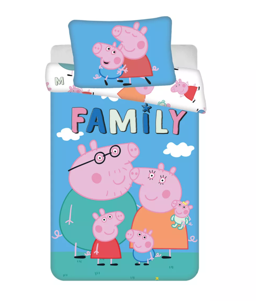 Posteľné obliečky Peppa Pig family - do postieľky II